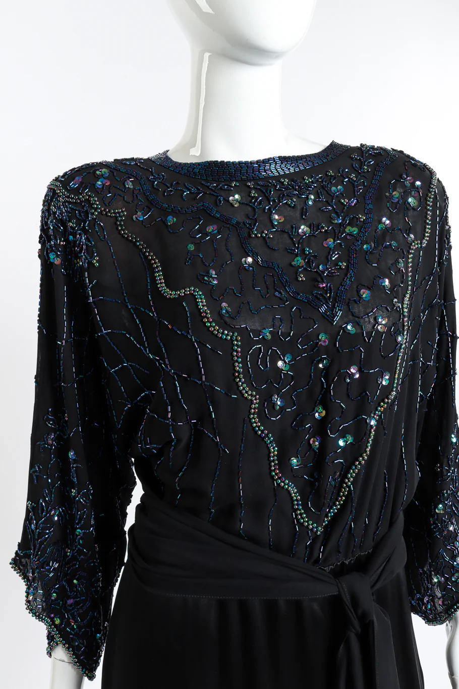 Beaded Fringe Silk Dress - Image 4