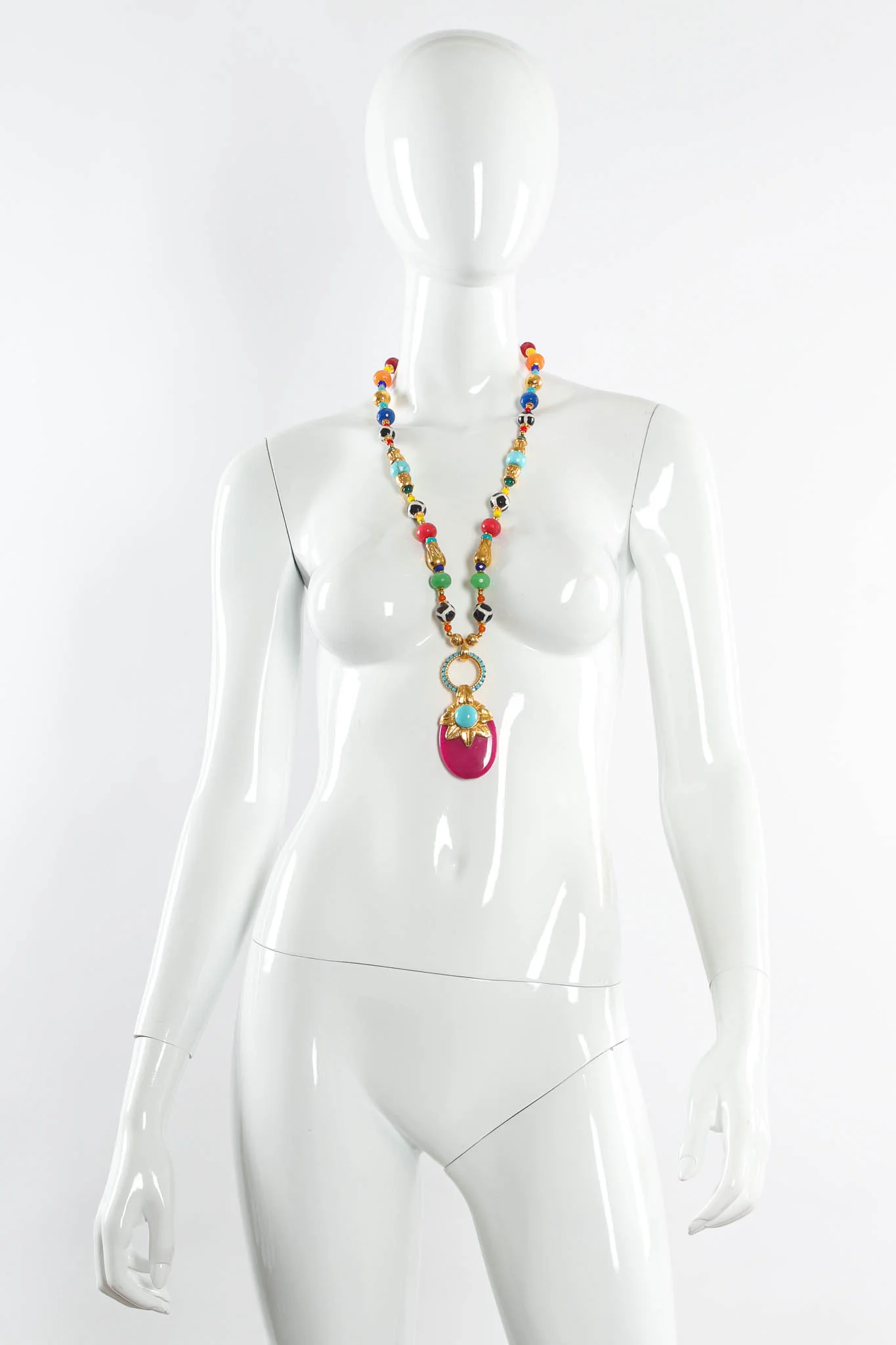 Beaded Glass Pendant Necklace - Image 2