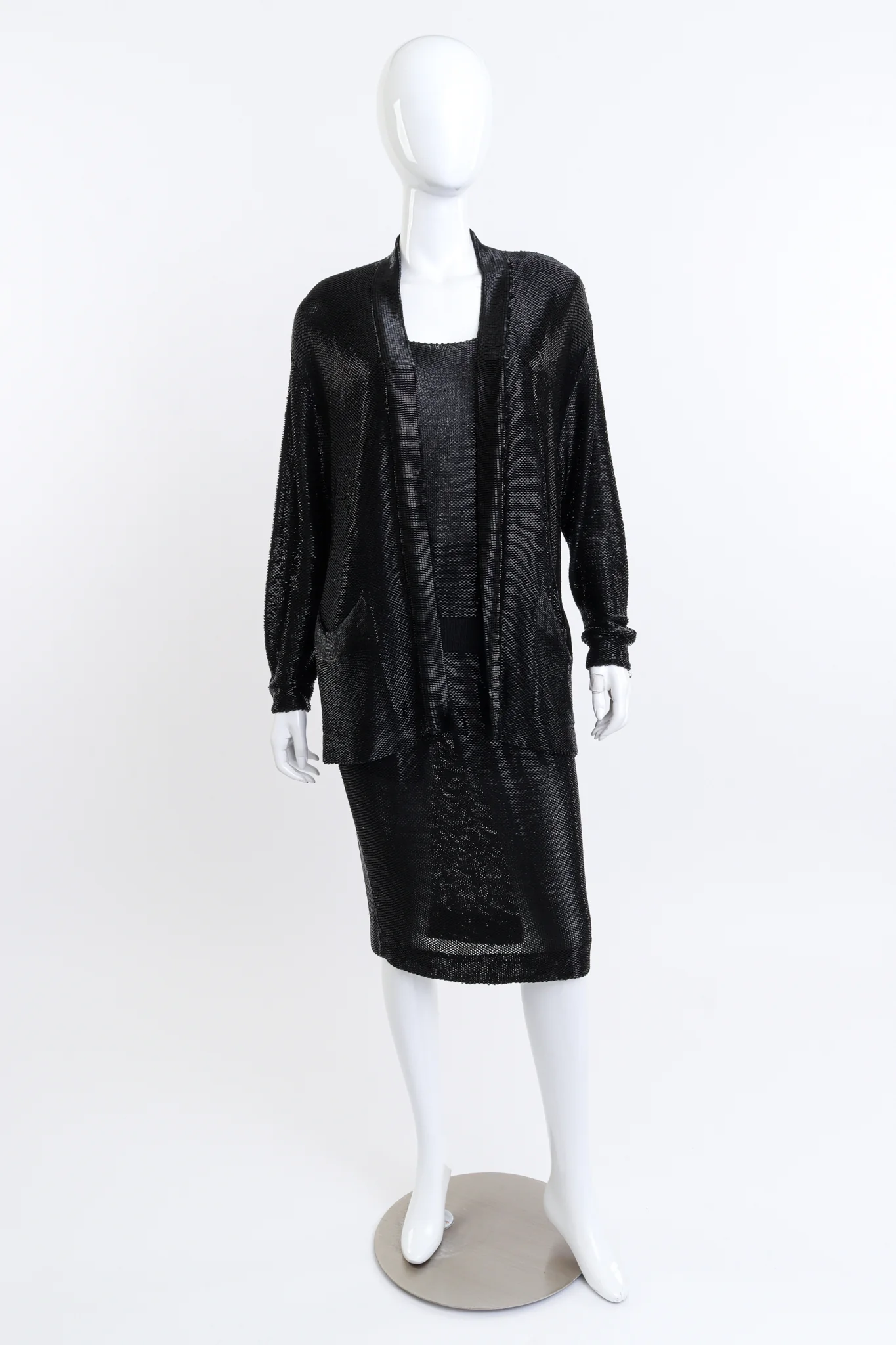 Beaded Knit Jacket, Tank & Skirt Set