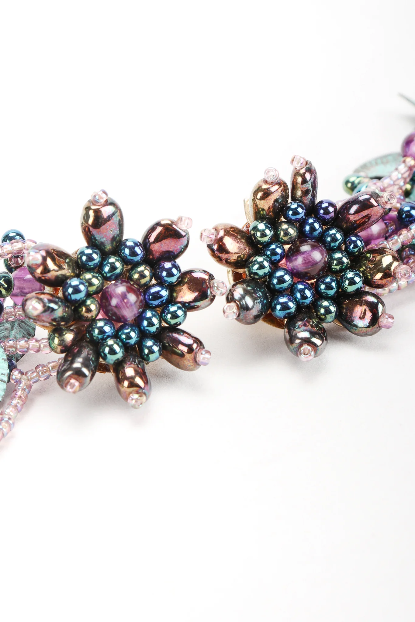 Beaded Leaf Drop Earrings - Image 3