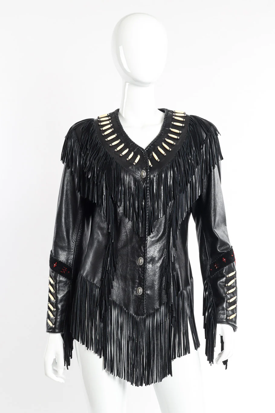 Beaded Leather Fringe Jacket