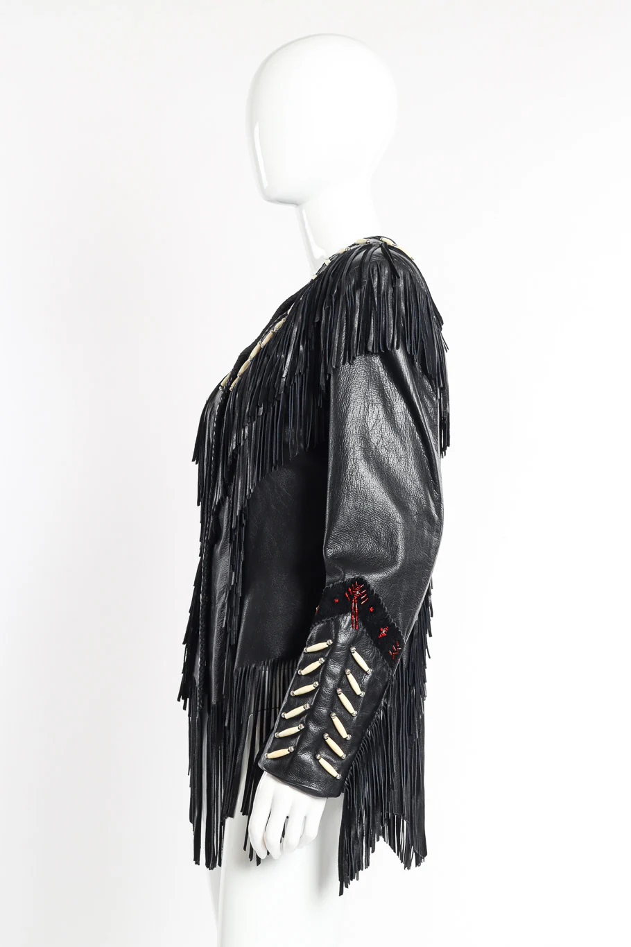 Beaded Leather Fringe Jacket - Image 2