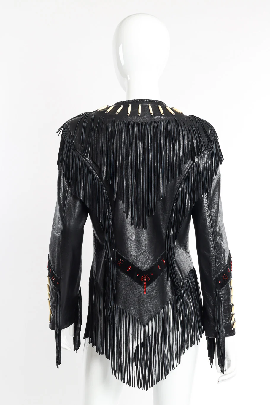 Beaded Leather Fringe Jacket - Image 3