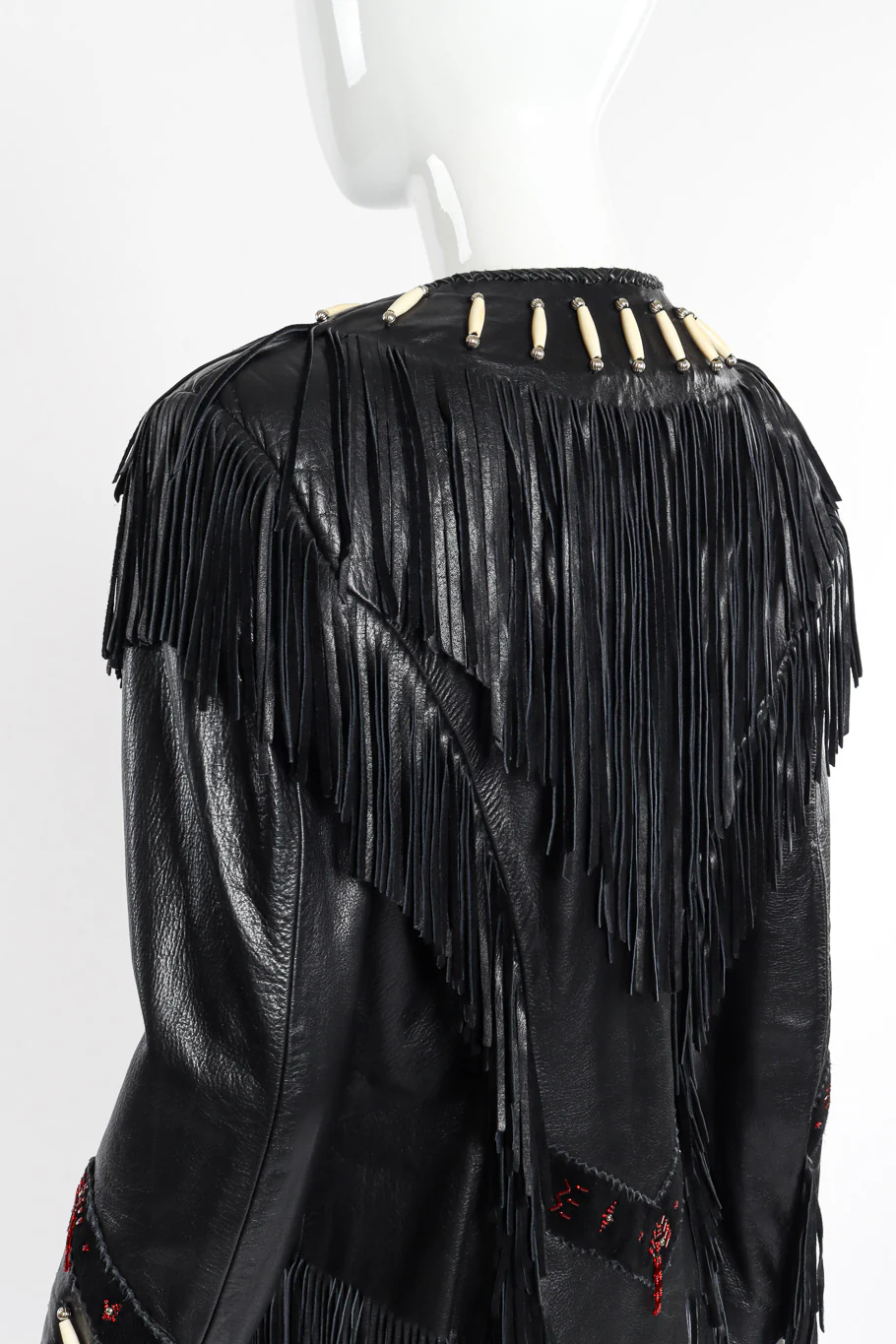 Beaded Leather Fringe Jacket - Image 5
