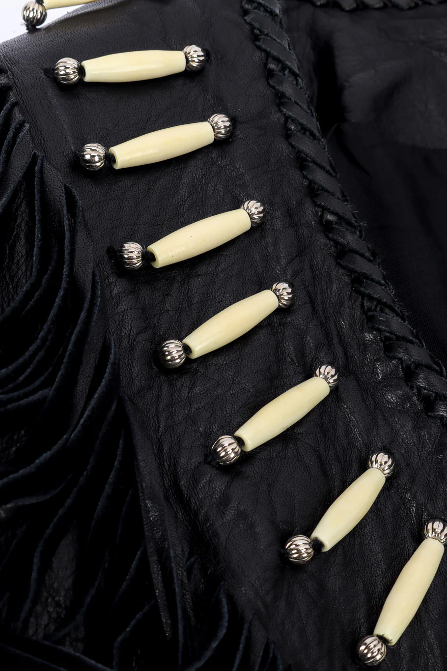 Beaded Leather Fringe Jacket - Image 6