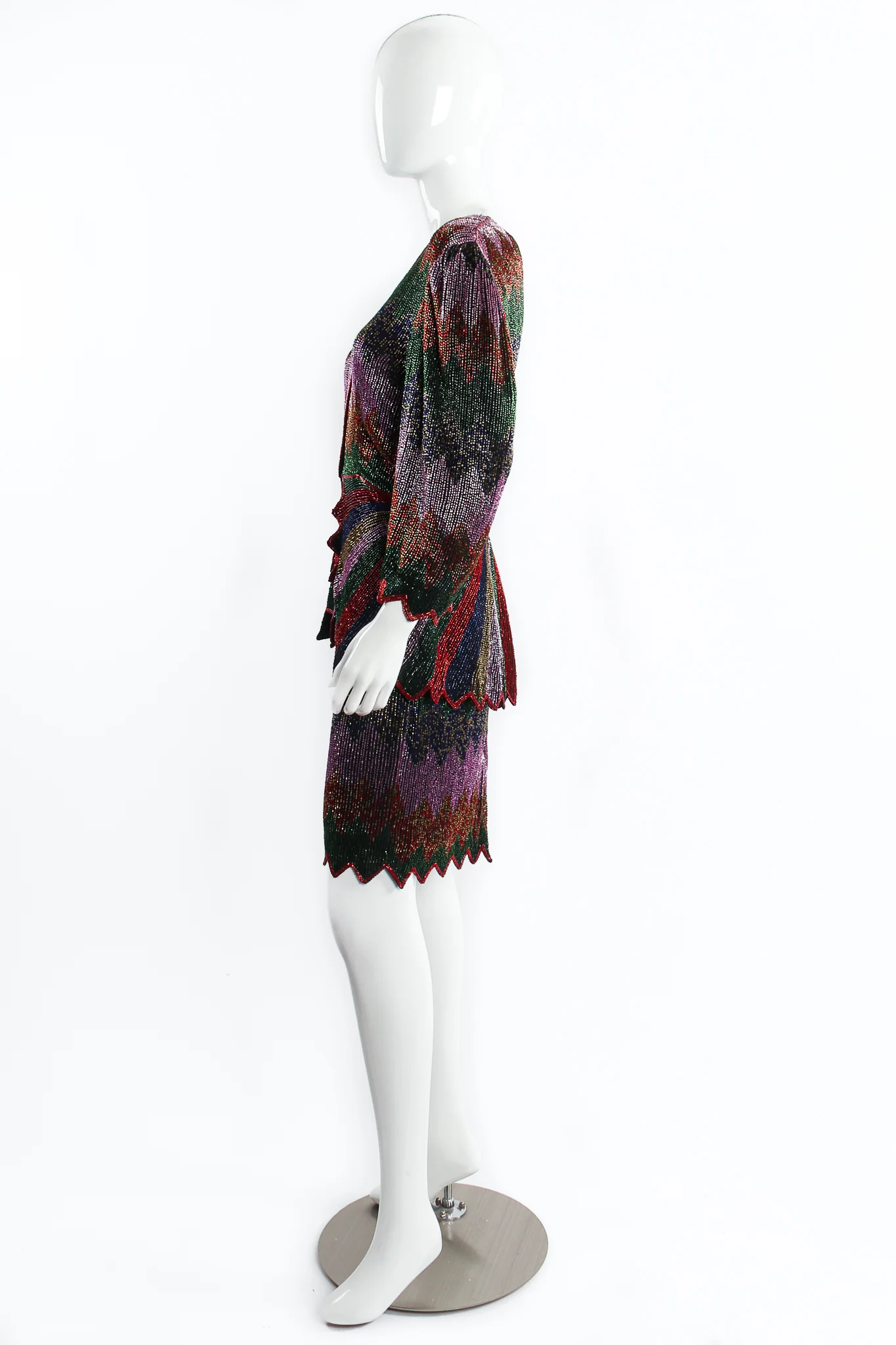 Beaded Rainbow Peplum Jacket & Skirt Set - Image 4