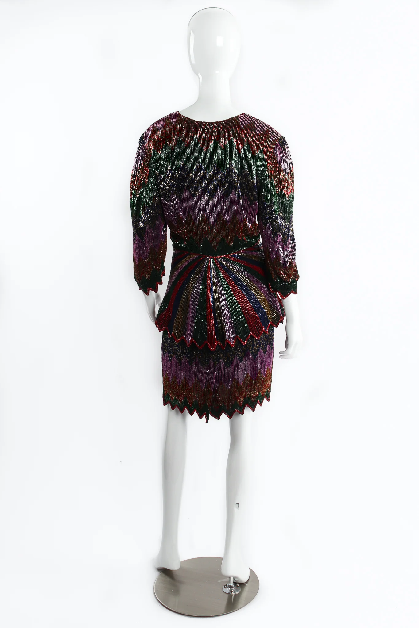 Beaded Rainbow Peplum Jacket & Skirt Set - Image 5