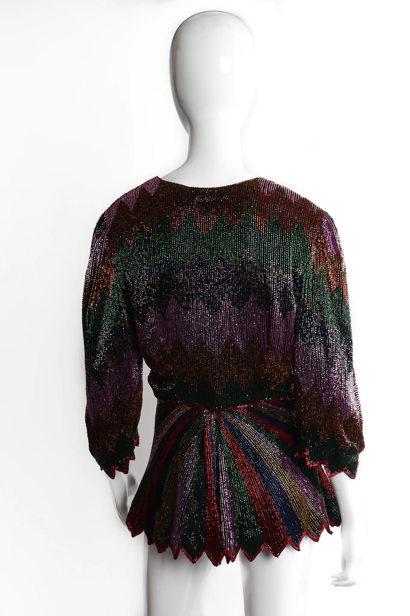 Beaded Rainbow Peplum Jacket & Skirt Set - Image 9