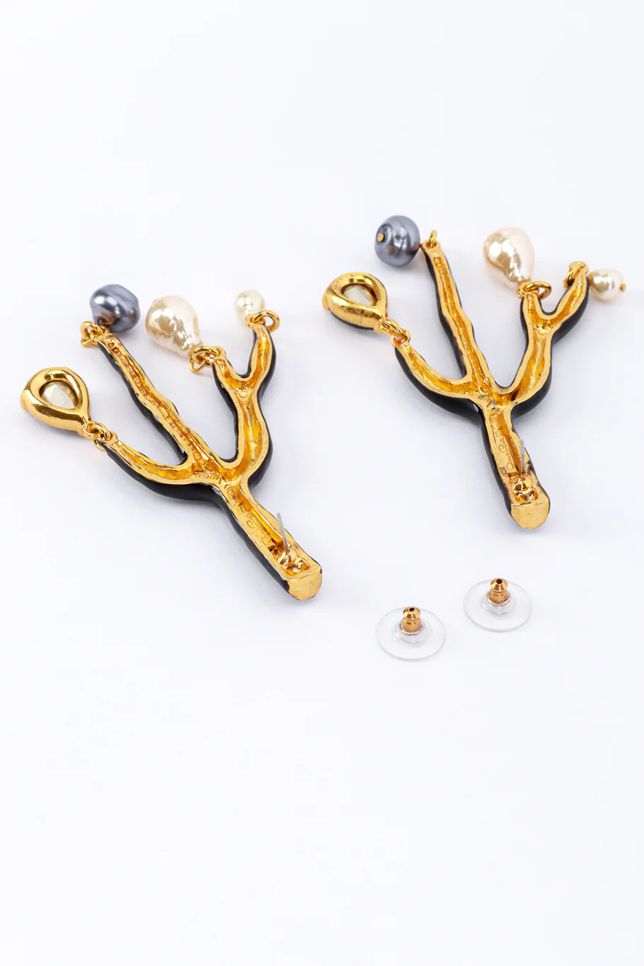 Beaded Matte Black Branch Earrings - Image 5
