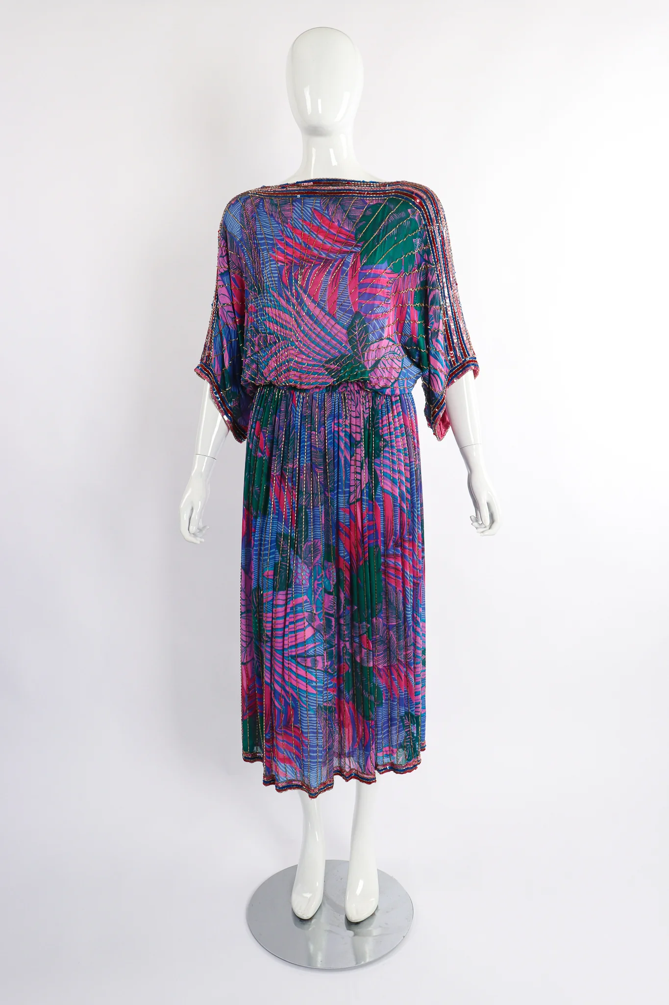 Beaded Palm Print Dress - Image 3