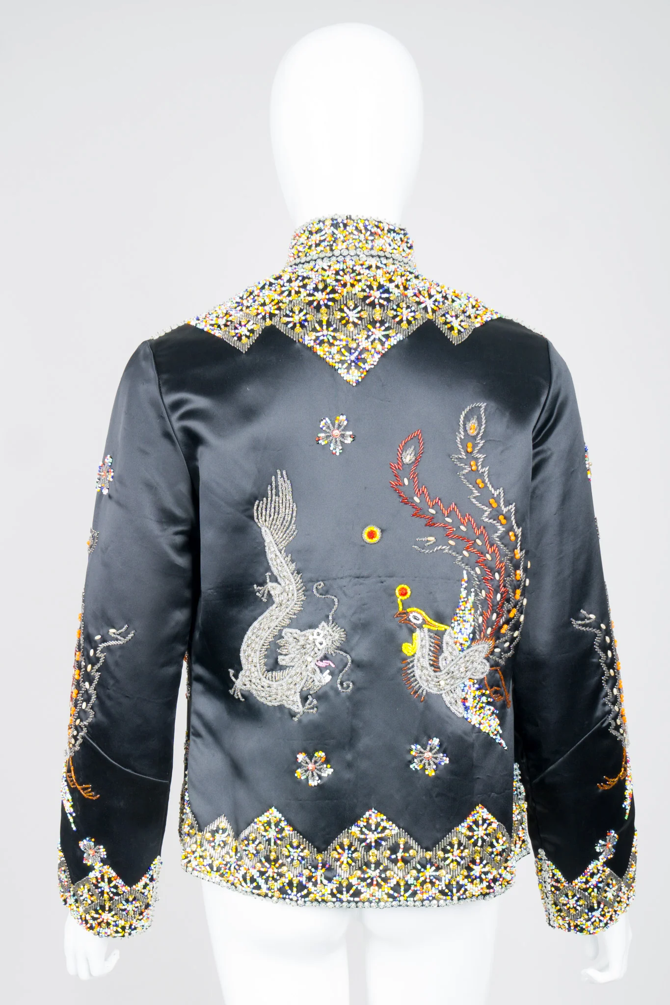 Chinese Beaded Satin Zip Jacket - Image 6