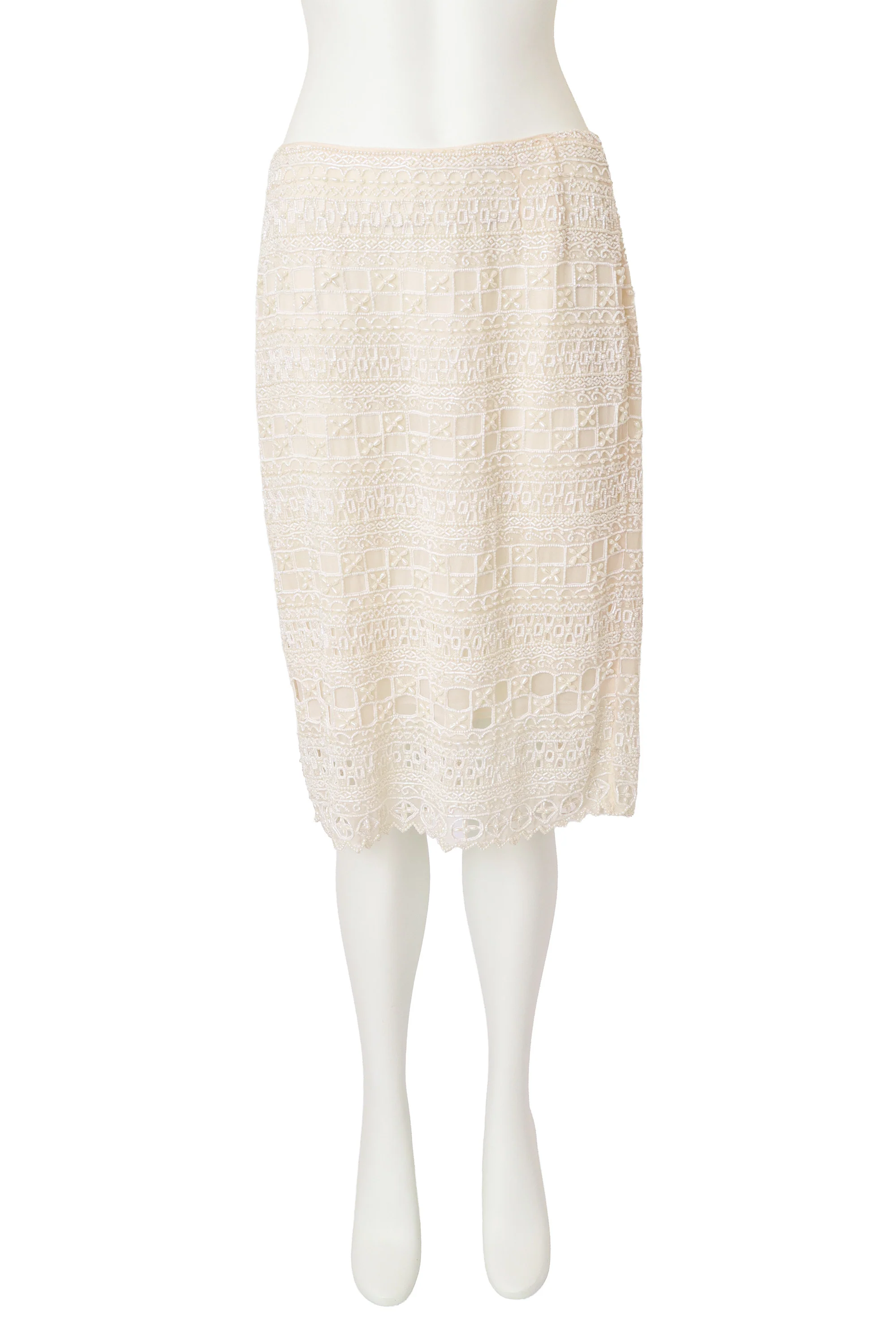 Beaded Scalloped Pencil Skirt