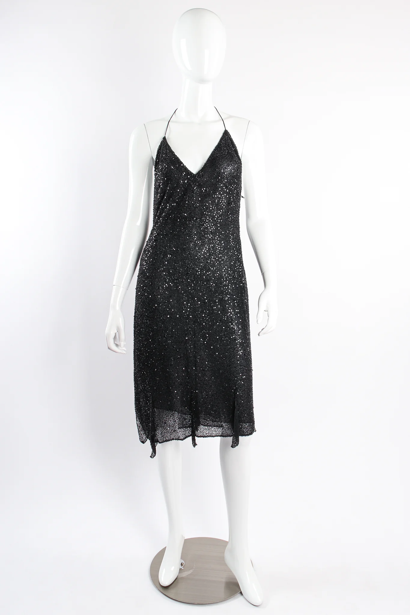Beaded Sequin Halter Dress - Image 3