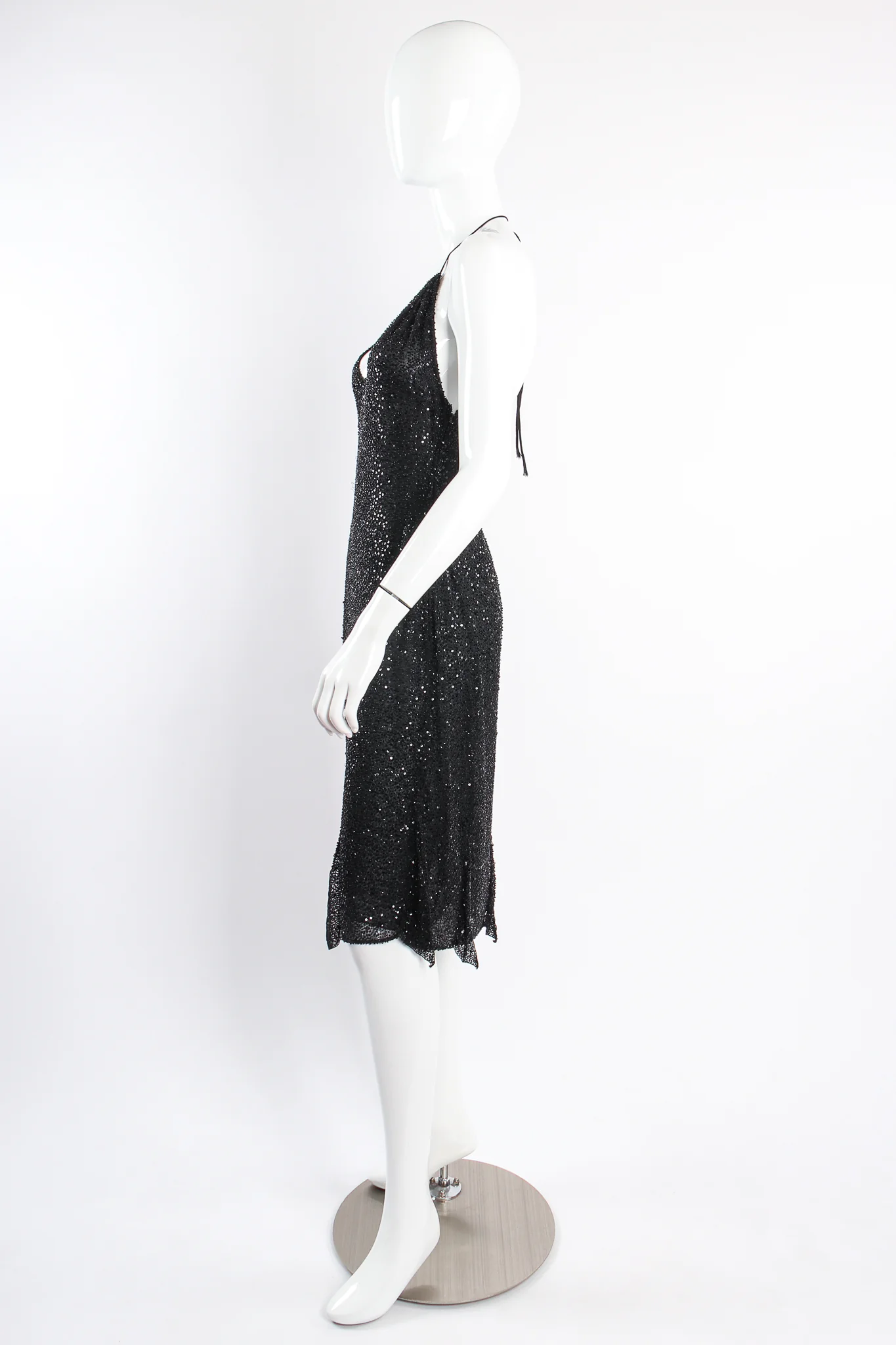 Beaded Sequin Halter Dress - Image 4