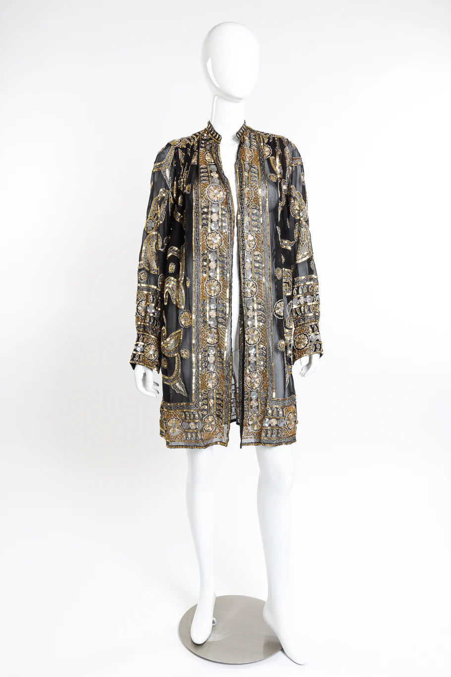 Beaded Sequin Silk Duster - Image 4
