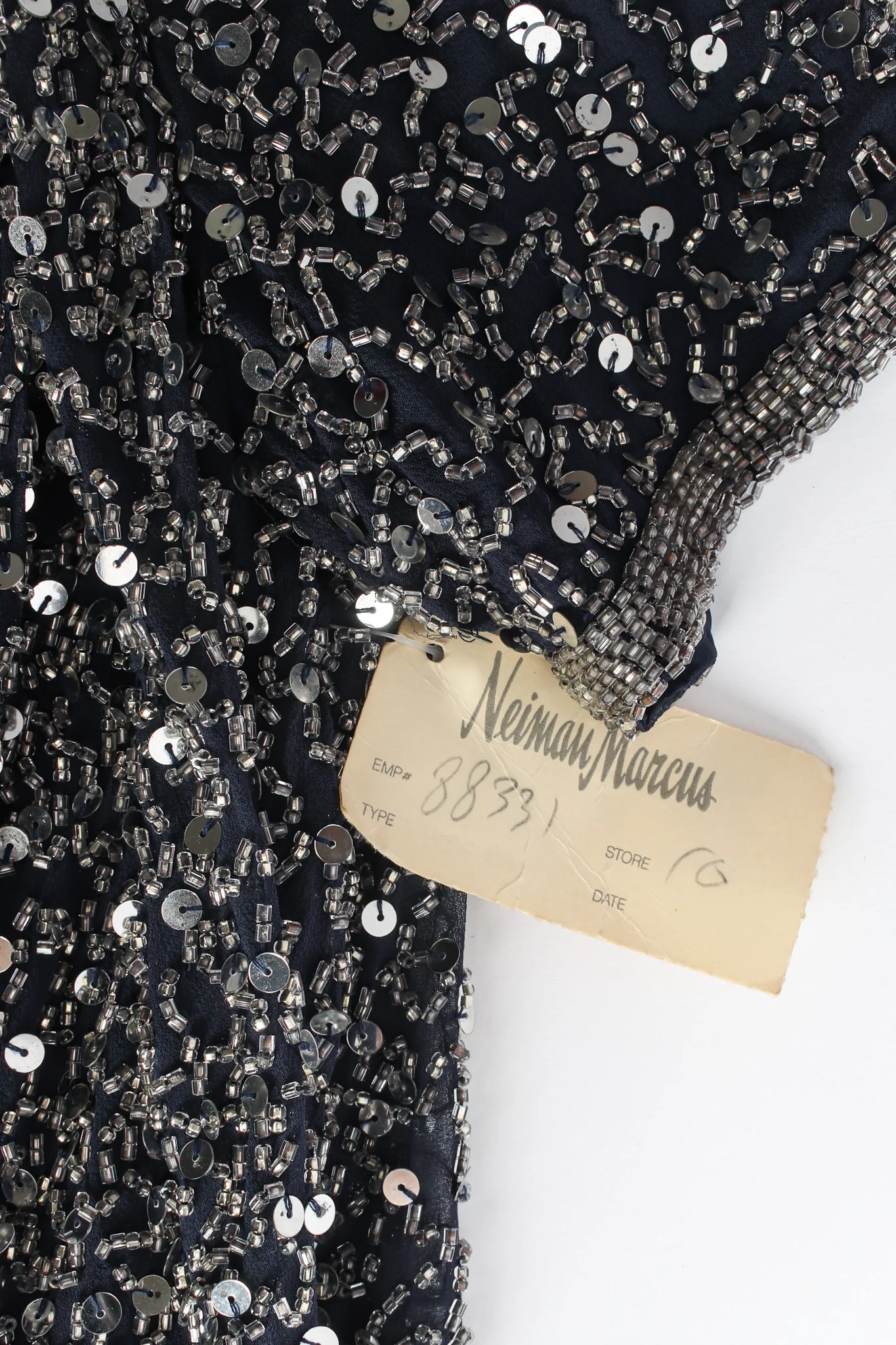 Beaded Sequin Silk Shift Dress - Image 5
