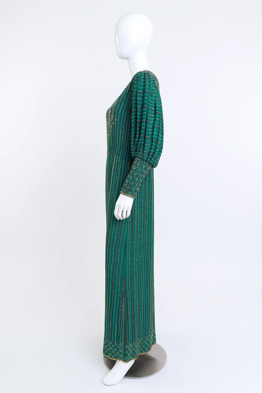 Beaded Stripe Silk Dress - Image 2