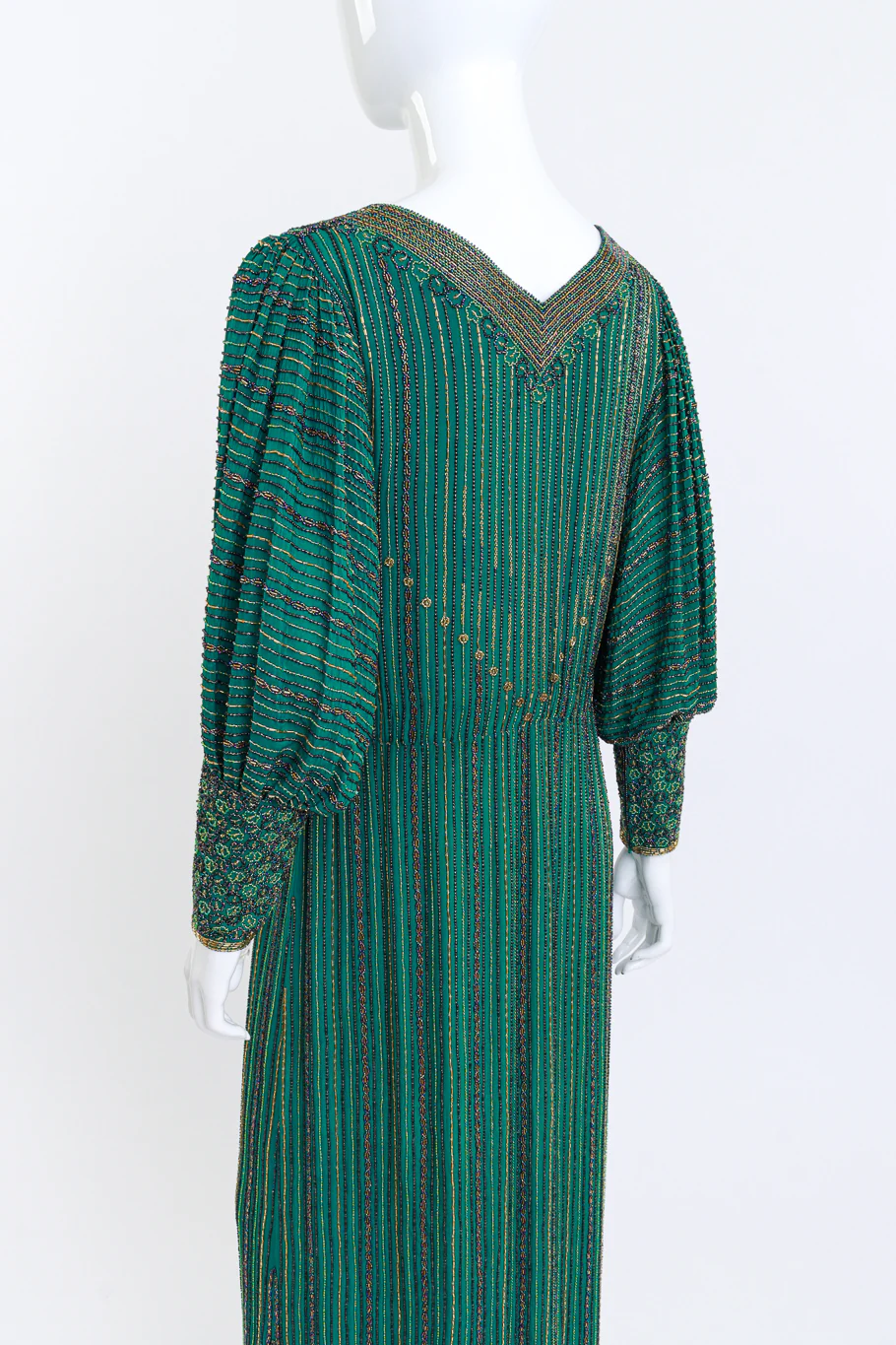 Beaded Stripe Silk Dress - Image 5