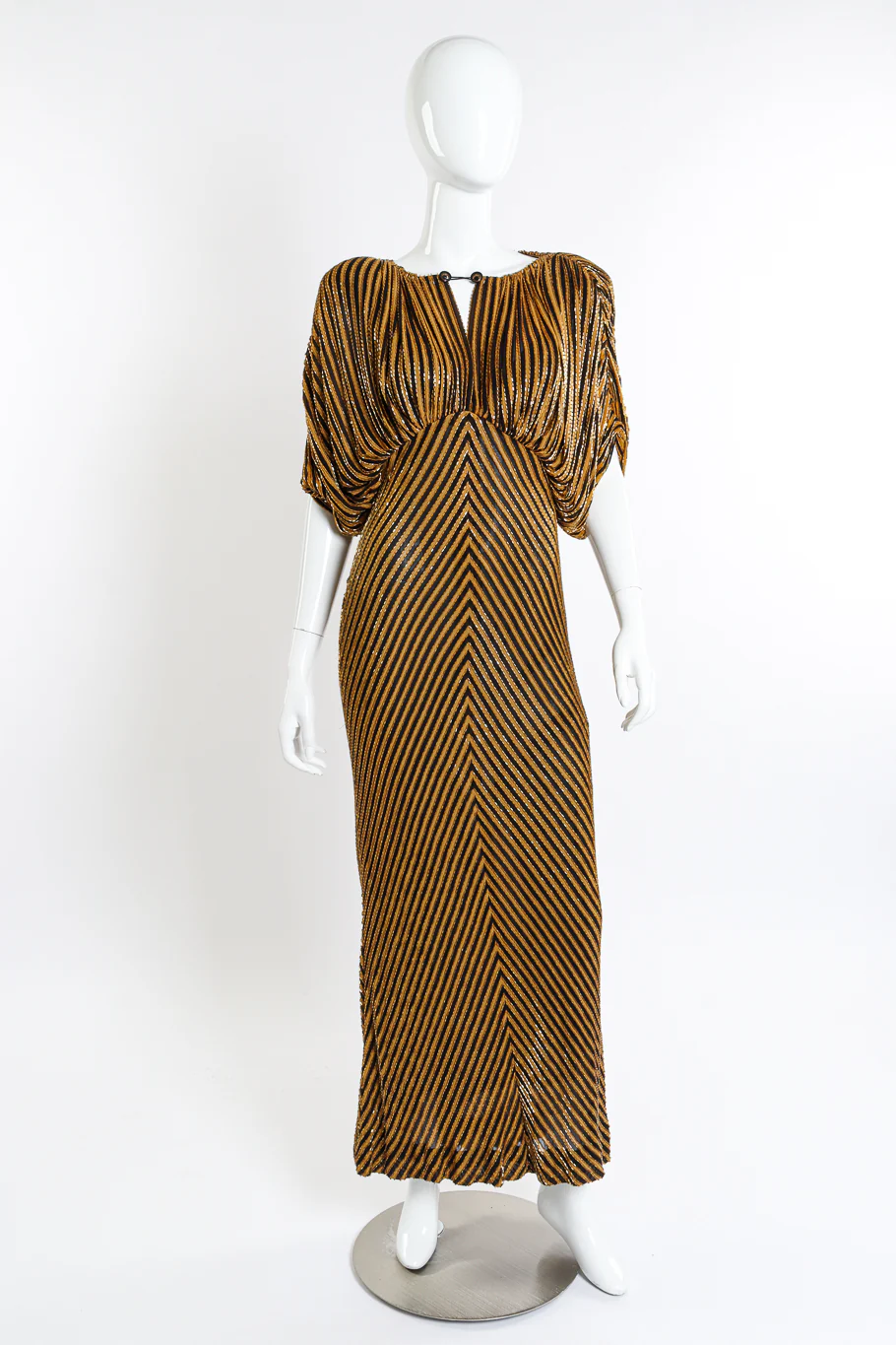 Beaded Striped Gown