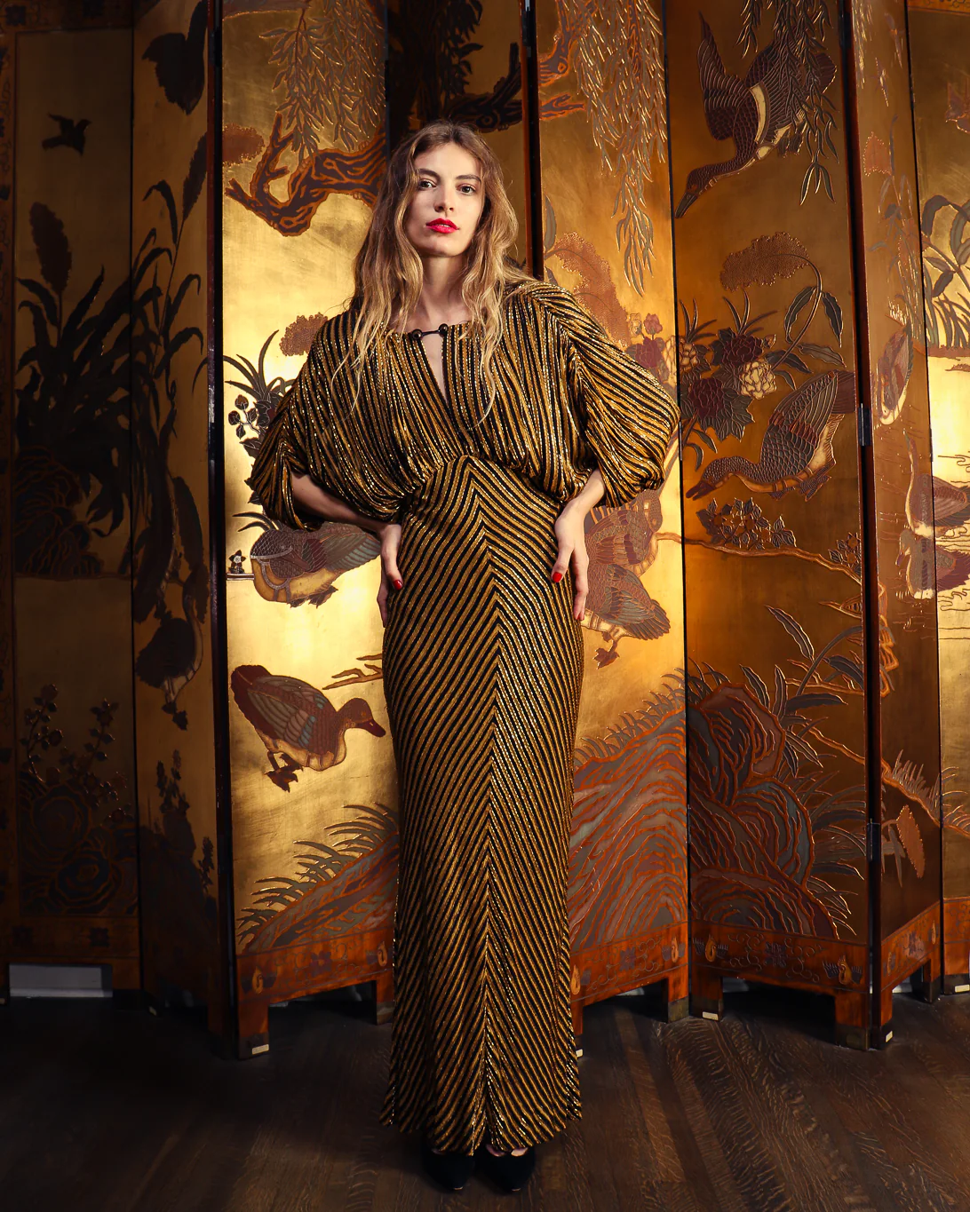 Beaded Striped Gown - Image 2