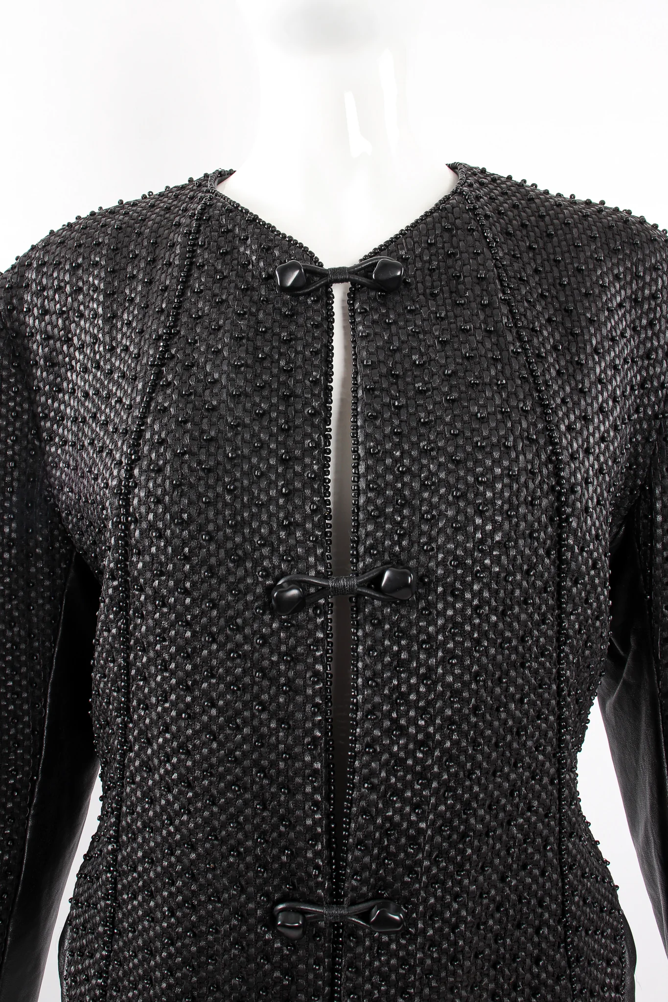 Beaded Woven Leather Jacket