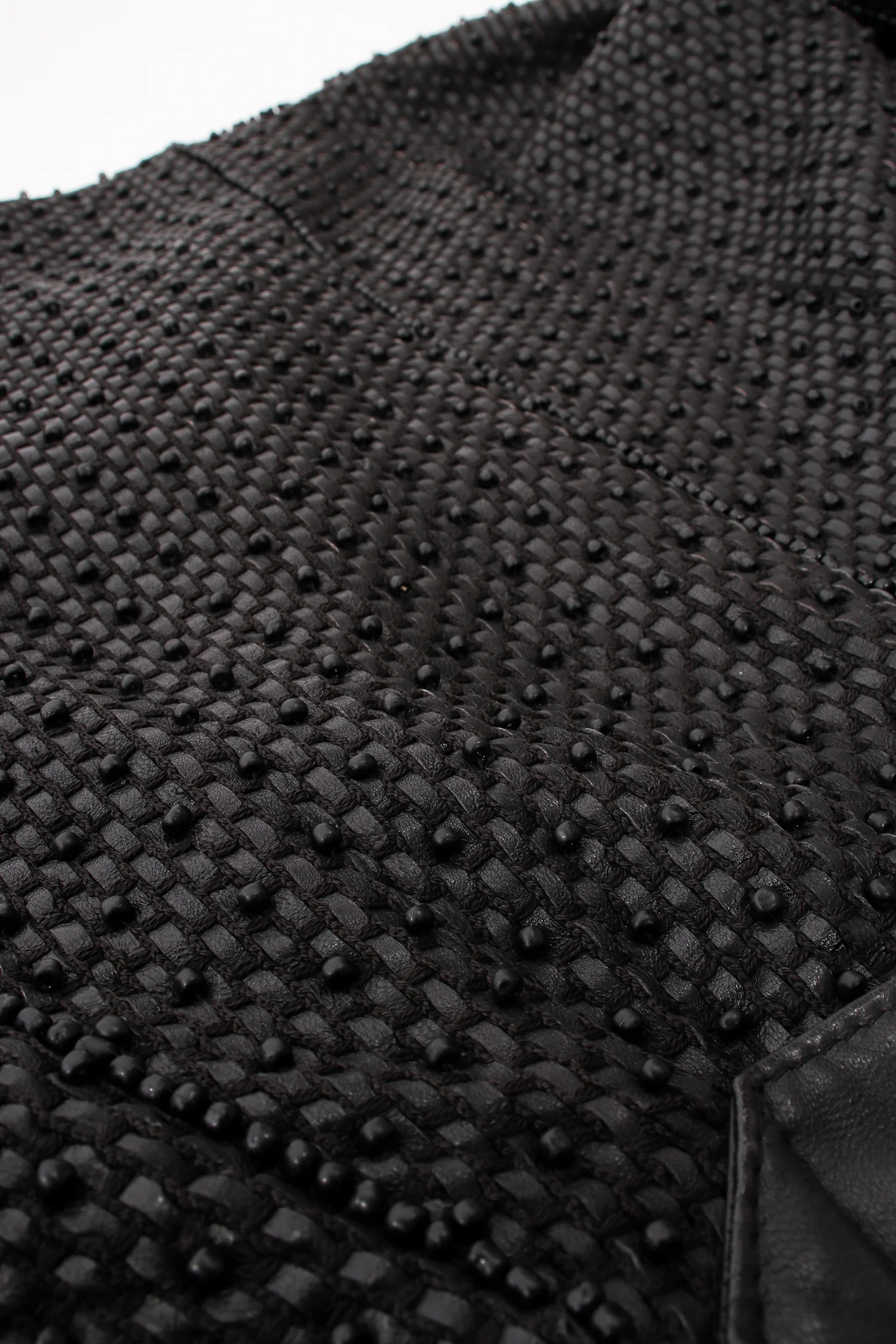 Beaded Woven Leather Jacket - Image 12