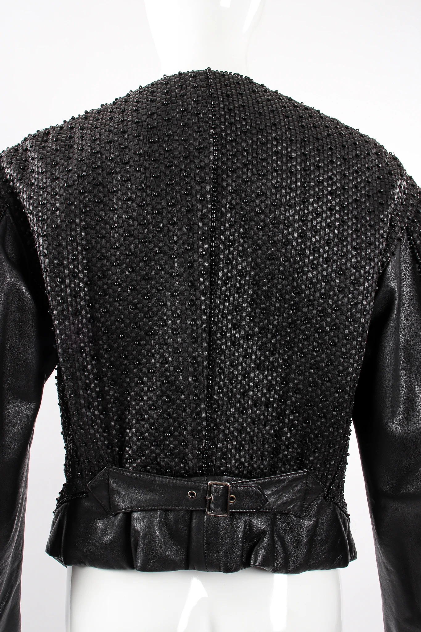 Beaded Woven Leather Jacket - Image 9
