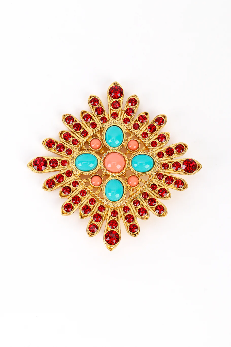 Bejeweled Cross Sunburst Brooch