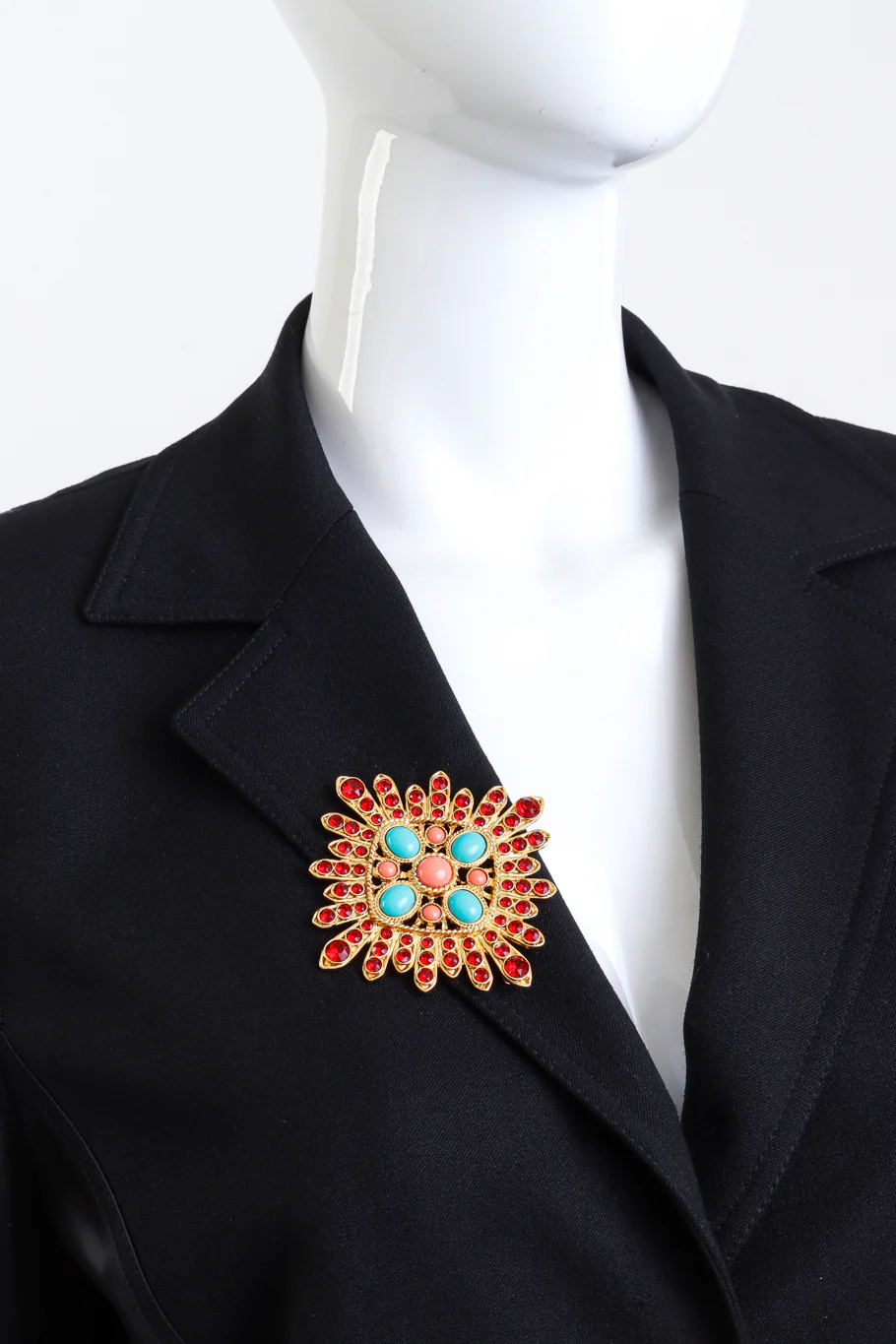 Bejeweled Cross Sunburst Brooch - Image 2