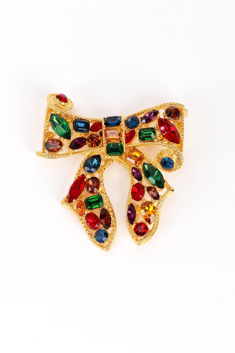 Bejeweled Ribbon Bow Brooch