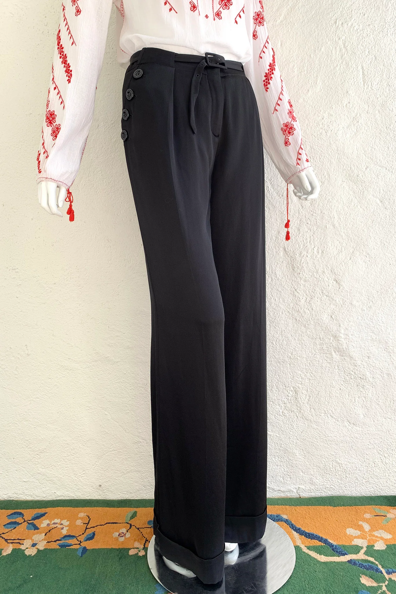 Belted Silk Sailor Pant