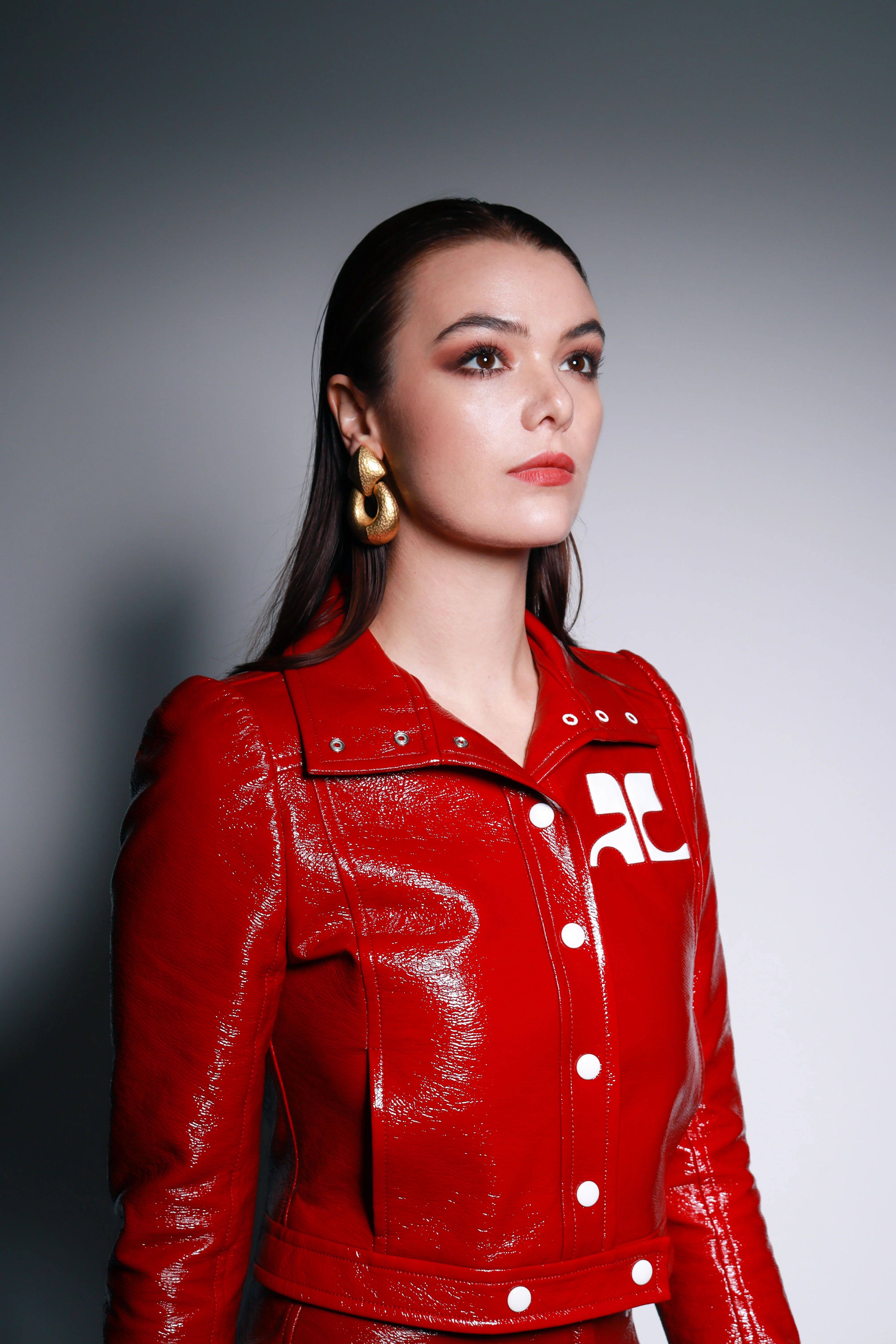 Berry Red Patent Moto Jacket - Image 2