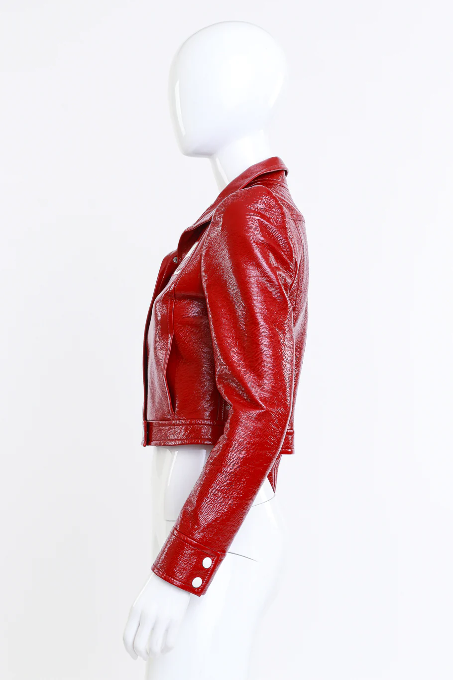 Berry Red Patent Moto Jacket - Image 4