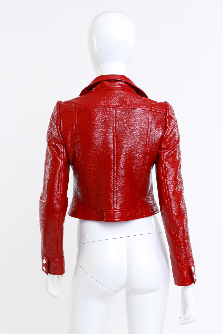 Berry Red Patent Moto Jacket - Image 5
