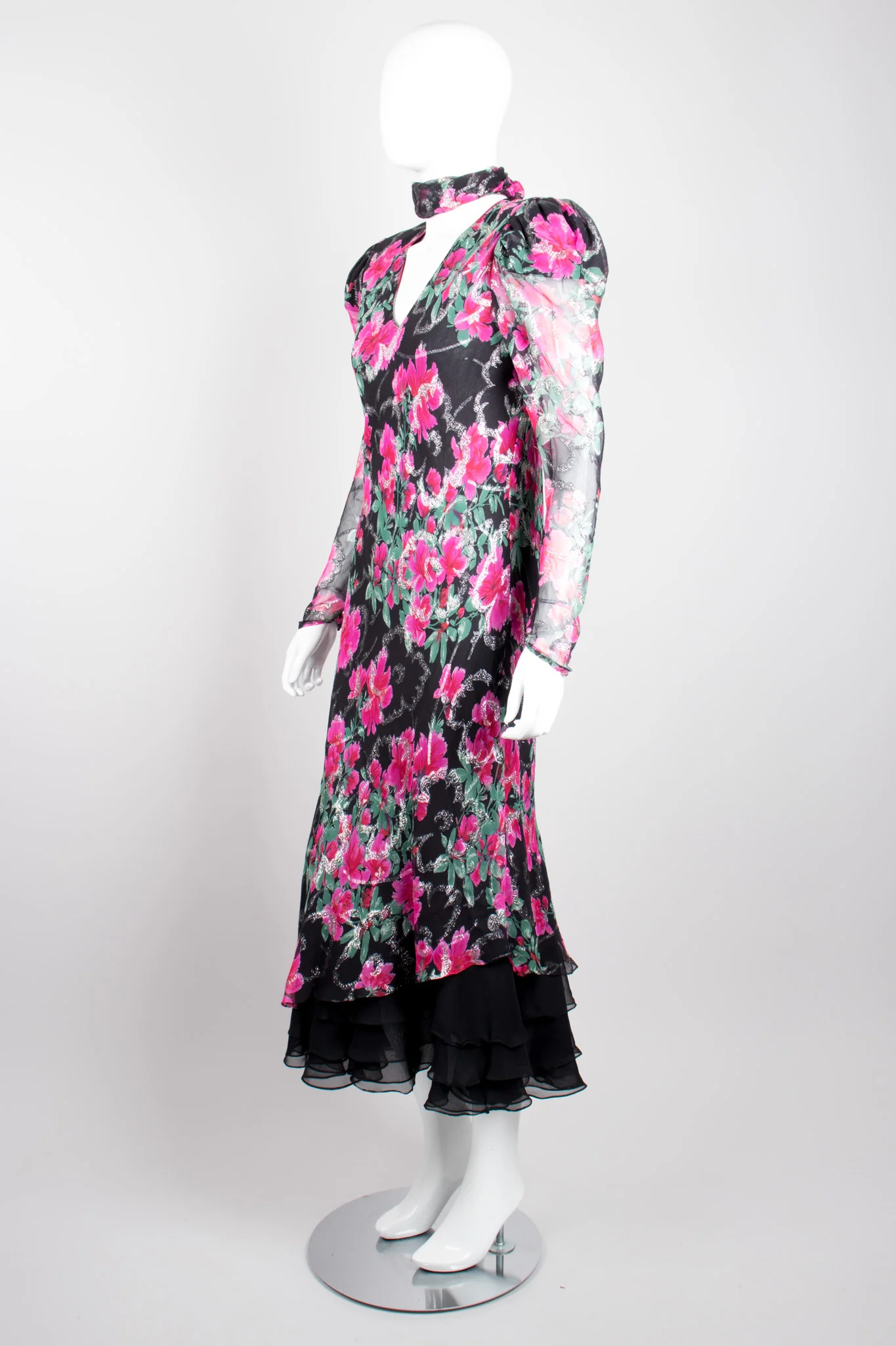 Bias Cut Floral Chiffon Dress - Image 3