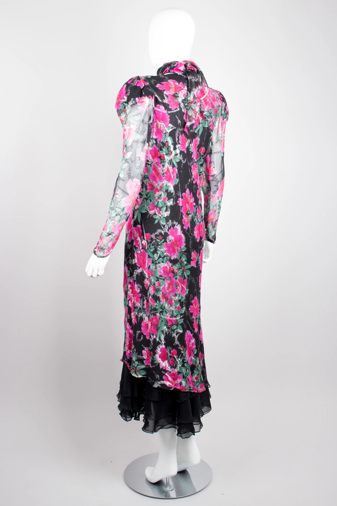 Bias Cut Floral Chiffon Dress - Image 5