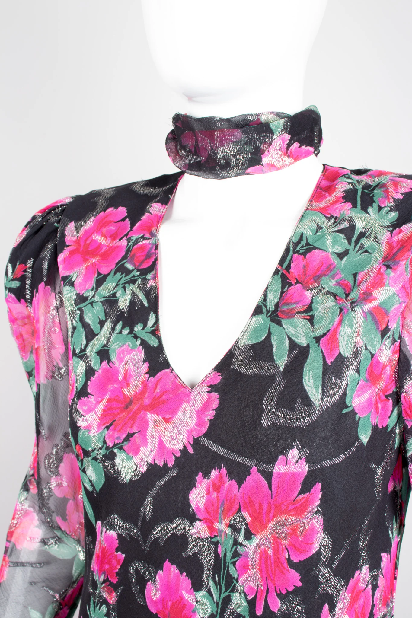 Bias Cut Floral Chiffon Dress - Image 7