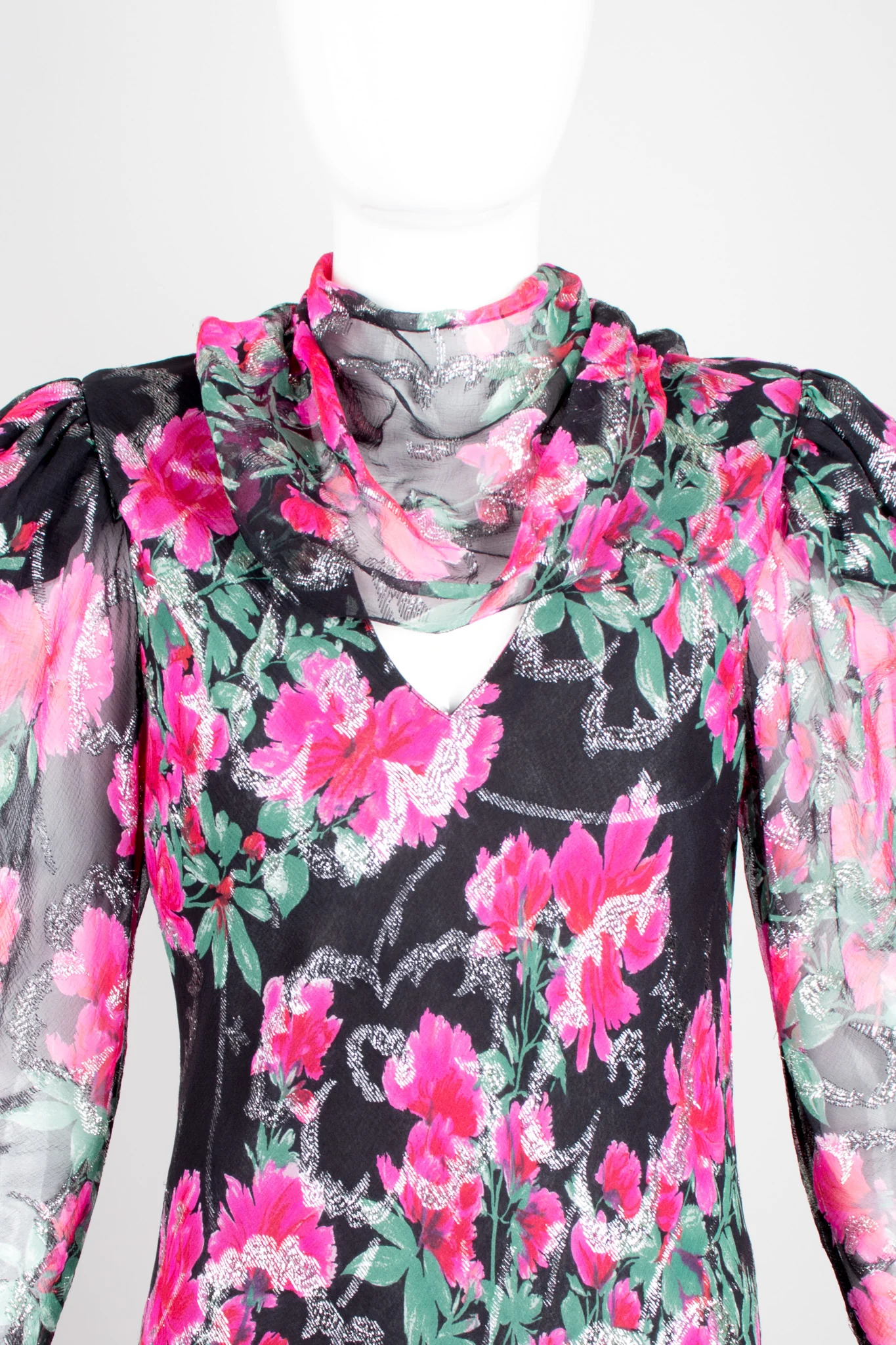 Bias Cut Floral Chiffon Dress - Image 9