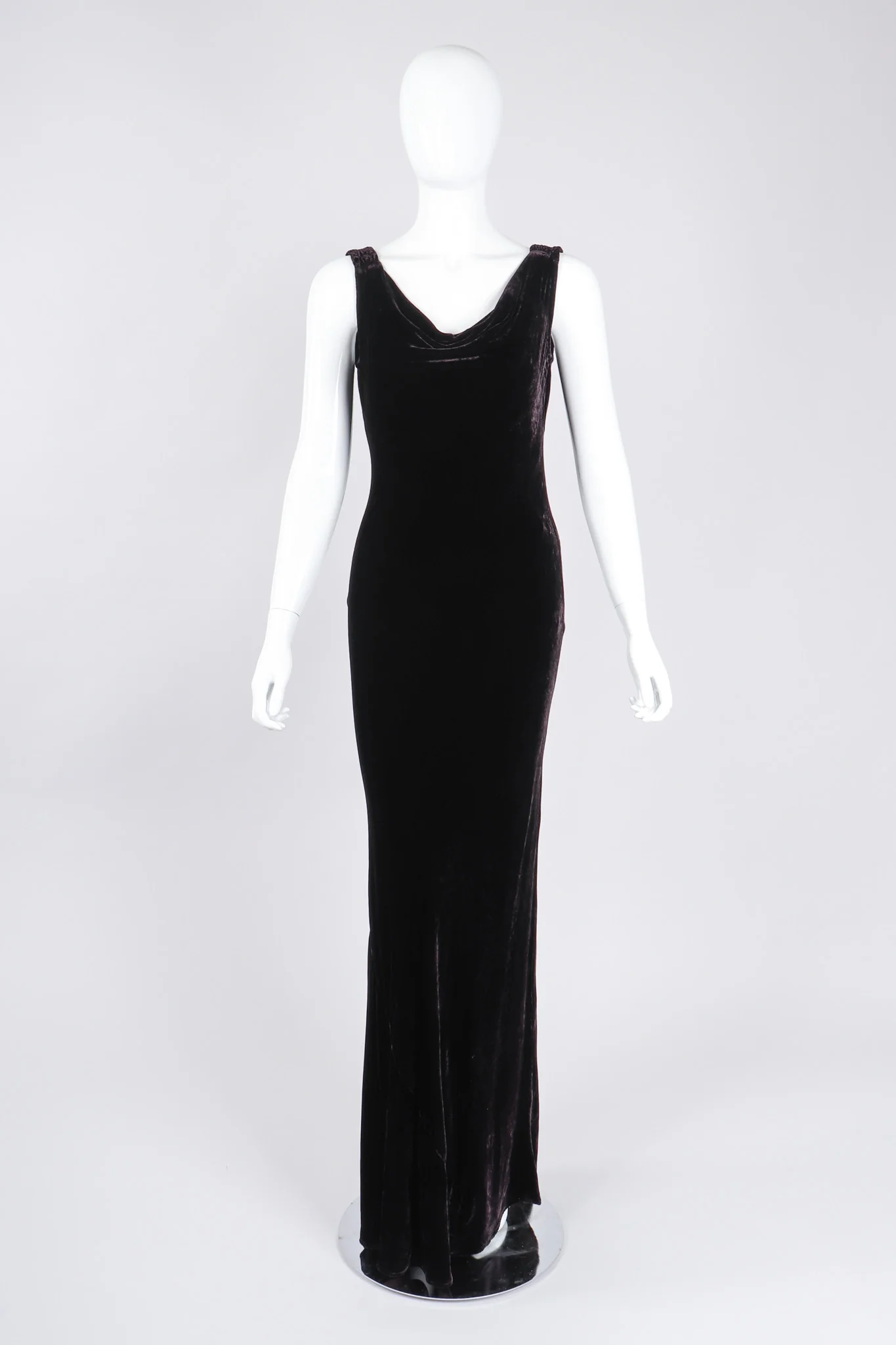 Bias Velvet Cowl Dress - Image 3