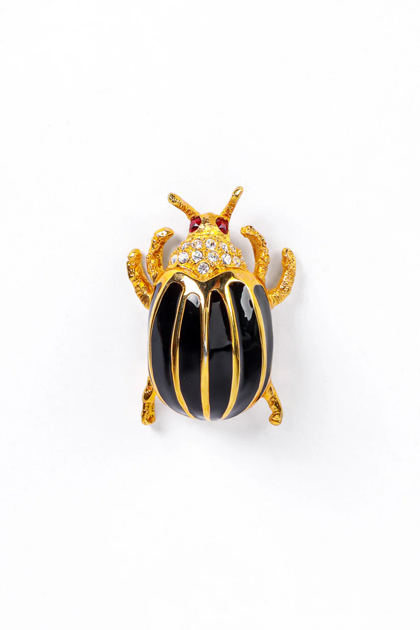 Black Bejeweled Beetle Brooch