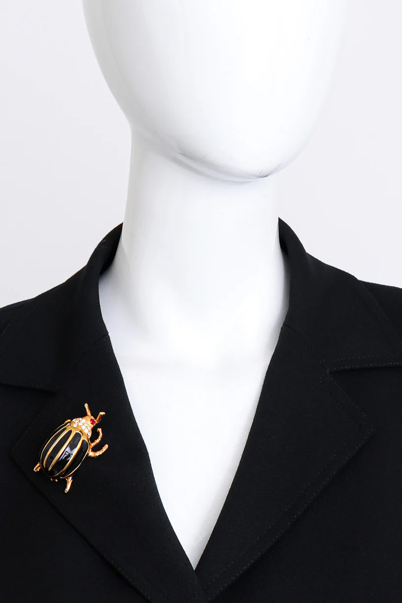 Black Bejeweled Beetle Brooch - Image 2