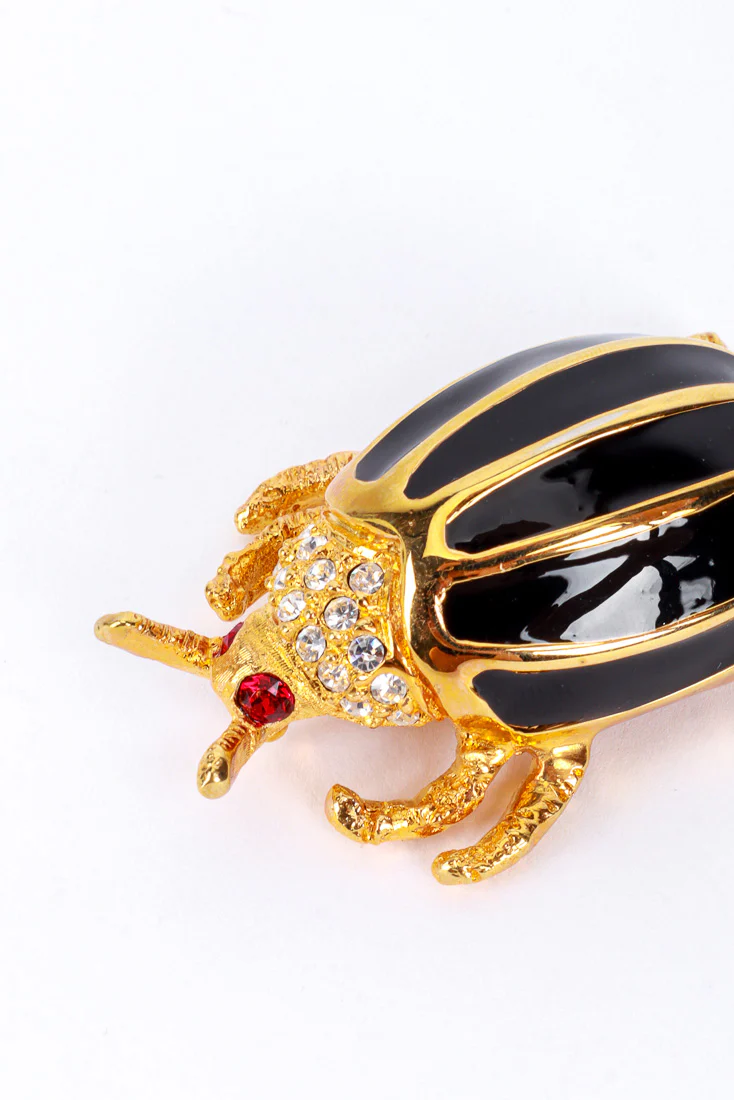 Black Bejeweled Beetle Brooch - Image 3