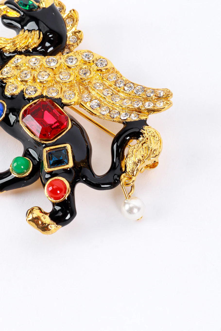 Black Bejeweled Griffin Brooch - Image 3