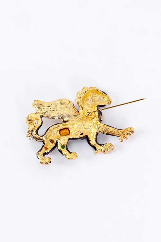 Black Bejeweled Griffin Brooch - Image 4