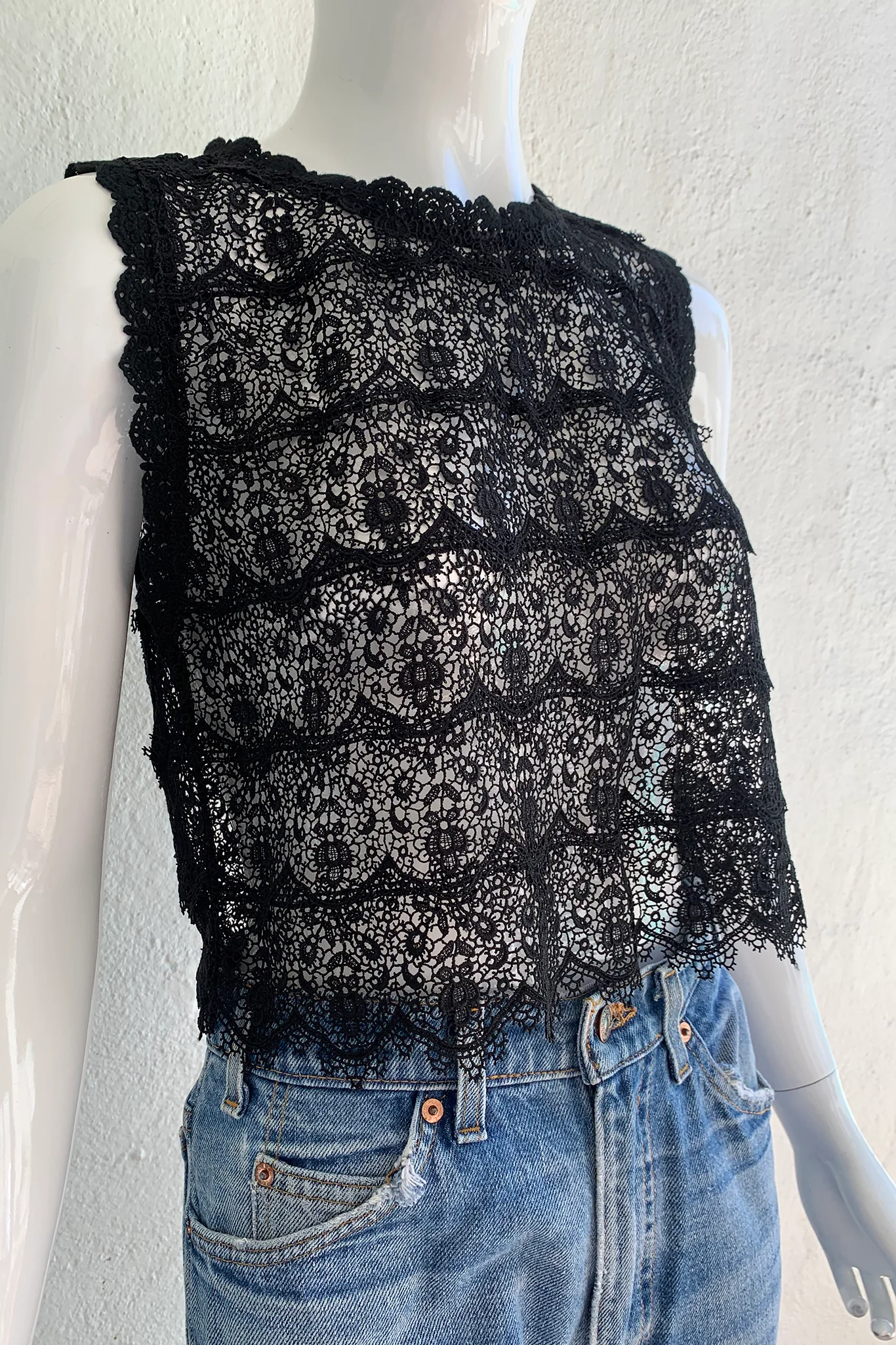 Black Crochet Lace Shell - Image 2