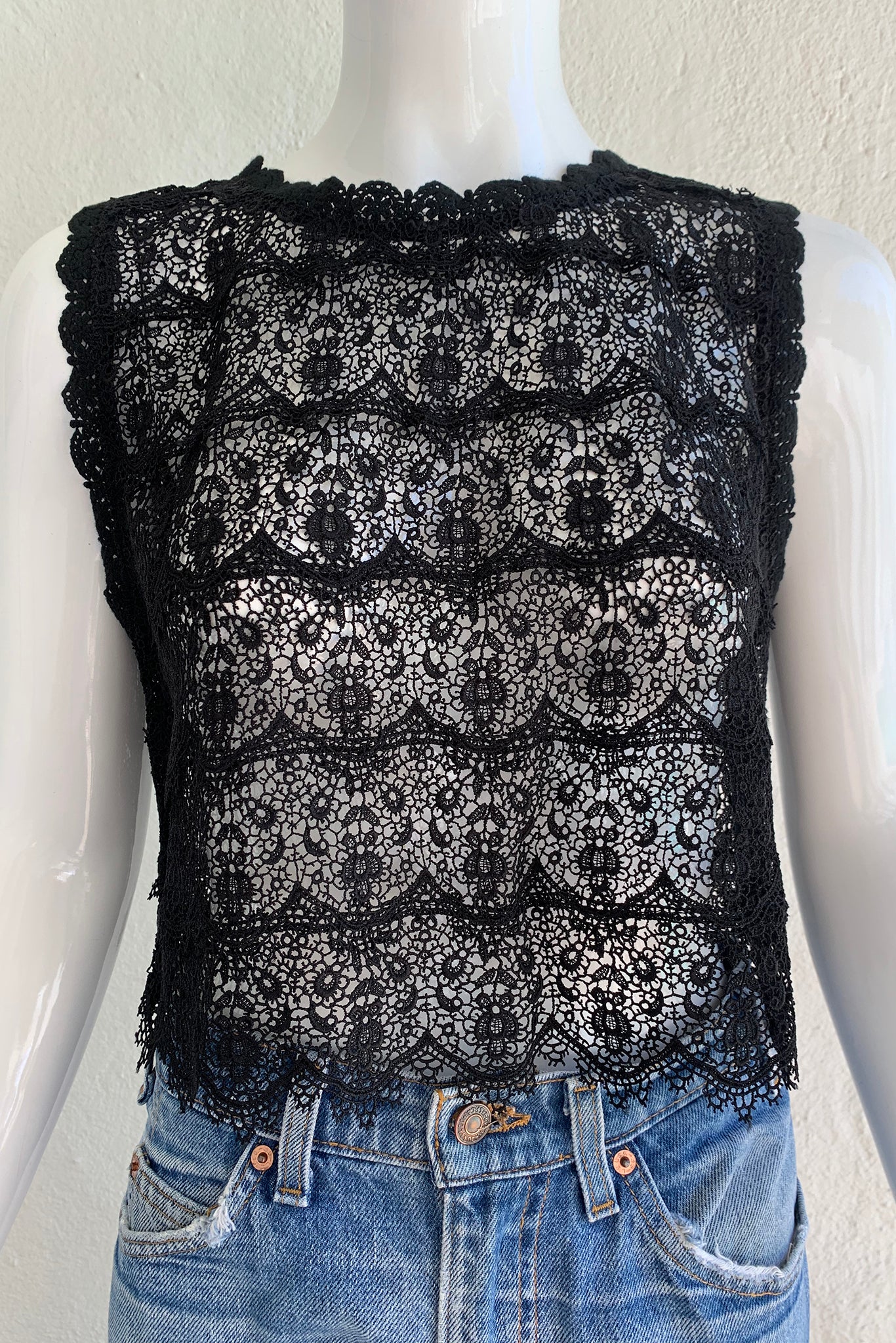 Black Crochet Lace Shell - Image 3