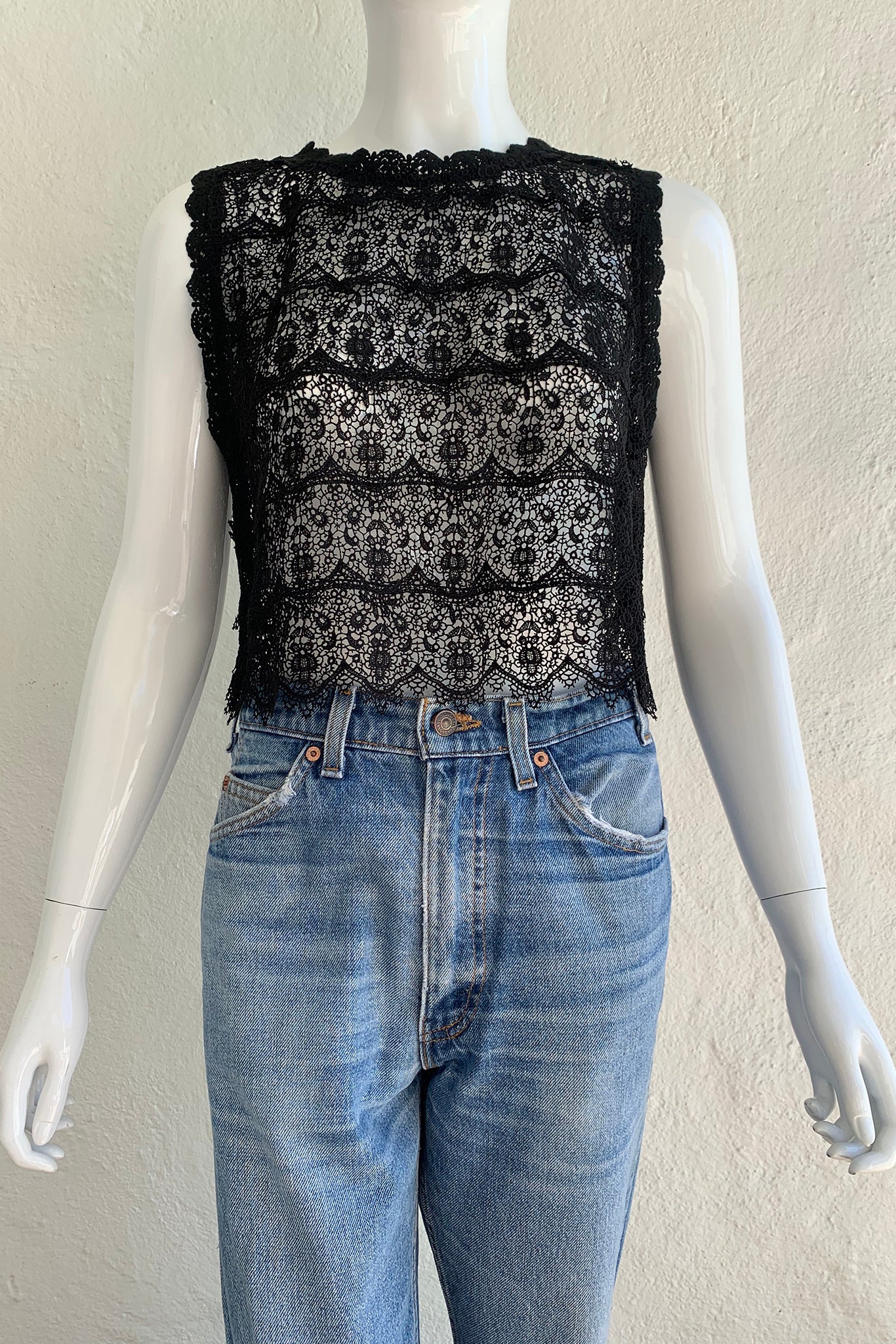 Black Crochet Lace Shell - Image 4
