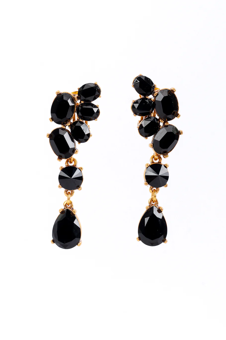 Black Gem Cluster Drop Earrings