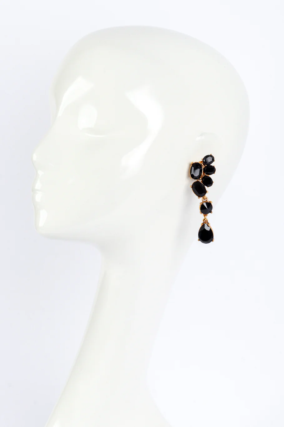 Black Gem Cluster Drop Earrings - Image 2