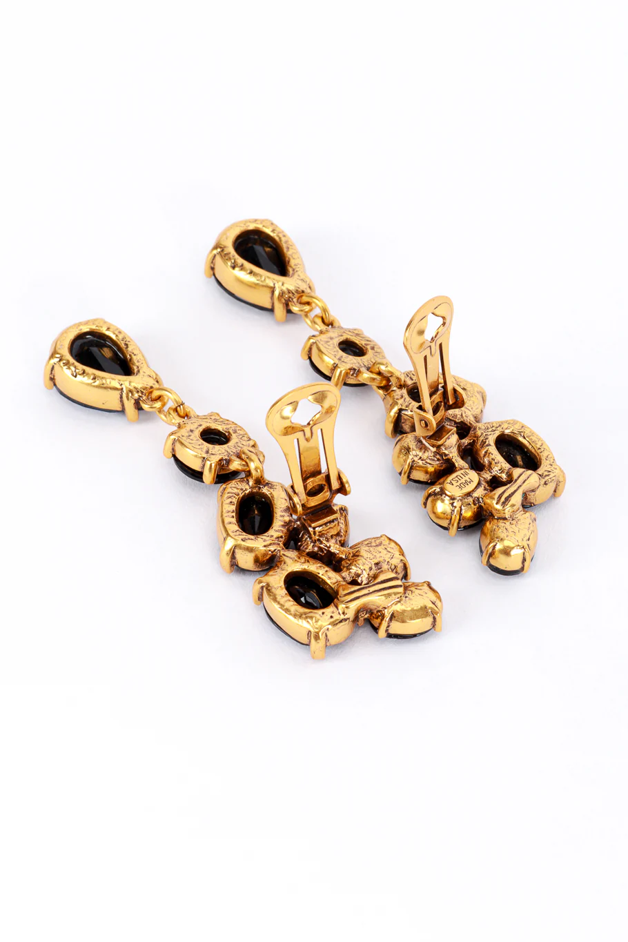Black Gem Cluster Drop Earrings - Image 4
